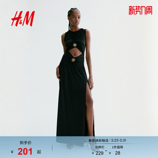 镂空长款 女装 连衣裙1336280 新款 HM2026春季