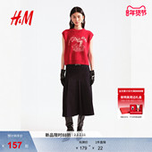 红色本命年圆领背心1322624 背心马年限定款 新年系列 HM女装