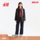 盘扣宽松圆领落肩时尚 HM女装 新中式 新款 外套1328952 皮衣2026春季