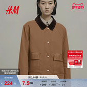 HM女装 灯芯绒领短夹克1000030 慵懒巴恩风工装 外套冬季 新款