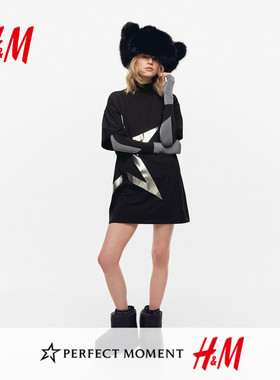 【Perfect Moment H&M】女装T恤时尚圆领印花图案打底衫1313872