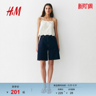 牛仔裤 风五分高腰牛仔短裤 春季 百慕大美式 1273974 休闲时尚 HM女装