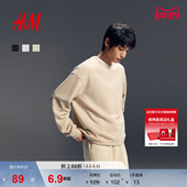 情侣套头衫 HM男装 0970818 落肩宽松加绒美式 落肩袖 女装 卫衣冬季