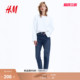 修身 春季 版 型法棍牛仔裤 0941666 HM女装 高腰微弹通勤九分裤 牛仔裤