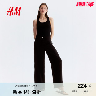 新款 子2025夏季 通勤亚麻混纺长裤 时尚 1259101 HM女装 休闲西装 裤