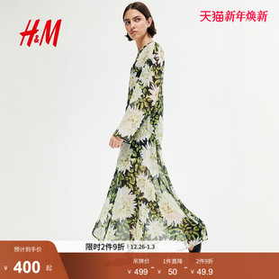 透视连衣长裙1291706 女装 HM2025年冬季 新款