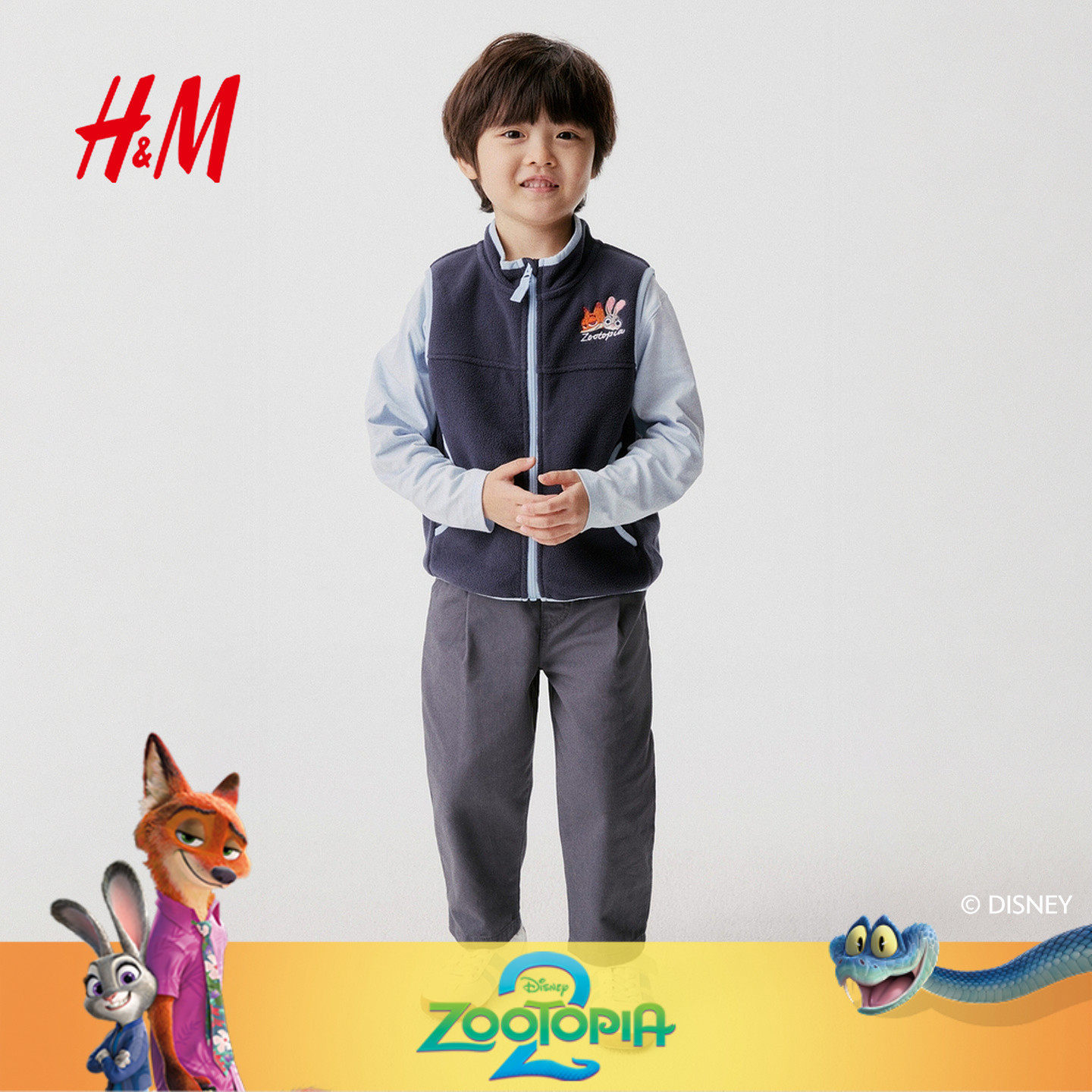 【疯狂动物城联名】HM童装儿童男童女童马夹泰迪绒背心1318142