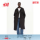 HM女装 通勤英伦风斜纹布双排扣大翻领廓形风衣1202758 风衣冬季