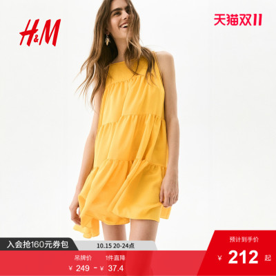 HM女装连衣裙2025年夏季新款波嬉风宽松分层A字版型连衣裙1294305