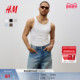 简约合身圆领罗纹直筒健身运动无袖 HM男装 背心冬季 T恤上衣1227155