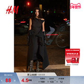 斜肩型修身 HM女装 背心吊带连衣裙春季 收腰扭结单肩礼服裙1265423