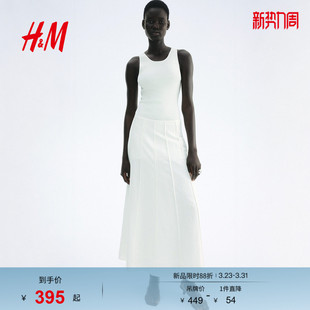 HM春季 亚麻混纺喇叭半身裙1273984 女装