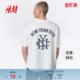 女装 T恤春季 情侣装 美式 HM男装 宽松短袖 上衣1313924 侯明昊同款