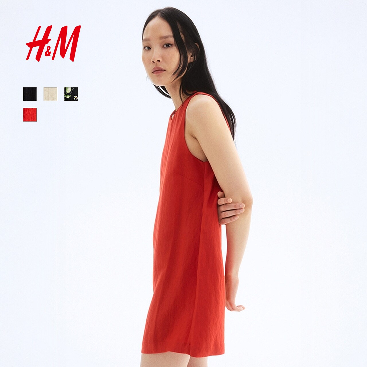 HM女装连衣裙夏季无袖简约气质时尚直筒短背心式连衣裙1275772图片