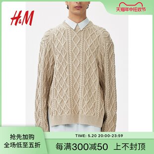 毛衣2024春新款 男装 1228374 rokh×H&M设计师系列 圆领针织衫