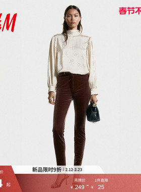 HM女装衬衫春季晚宴礼服衬衣大廓形提花梭织上衣1319789