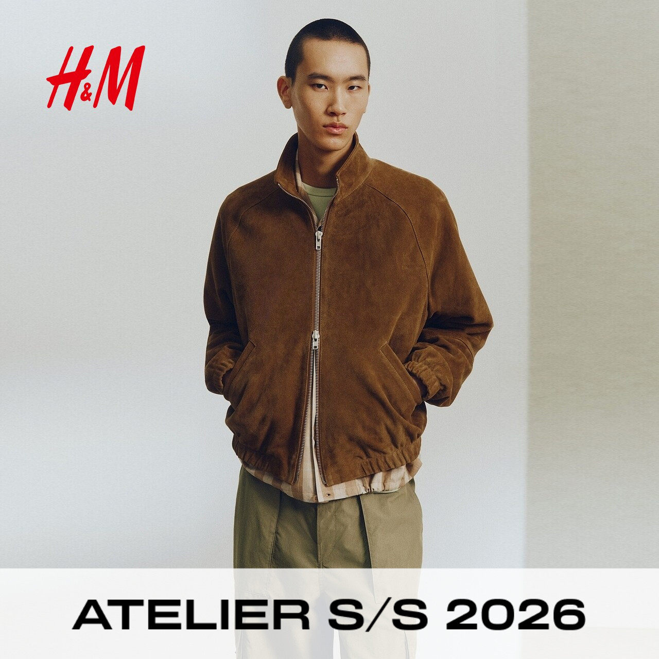 【Atelier】HM男装夹克新款时尚简约通勤反绒皮外套1321