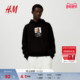 连帽衫 HM男装 1240529 加绒宽松美式 情侣重磅落肩长袖 女装 卫衣冬季
