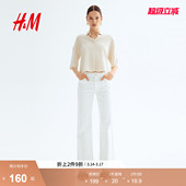 休闲松驰感极简上衣亚麻混纺衬衫 HM女装 新款 春季 1256936 衬衫