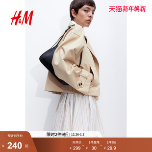 短风衣1250175 欧若风穿搭休闲双排扣大廓形长袖 HM女装 短外套冬季