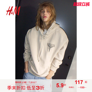 连帽衫 休闲潮流宽松柔软舒适图案长袖 1091235 卫衣夏季 HM女装