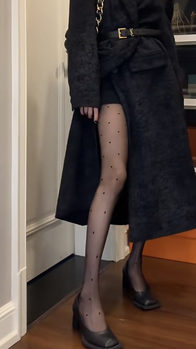 加厚波点爱心印花连裤袜瘦腿