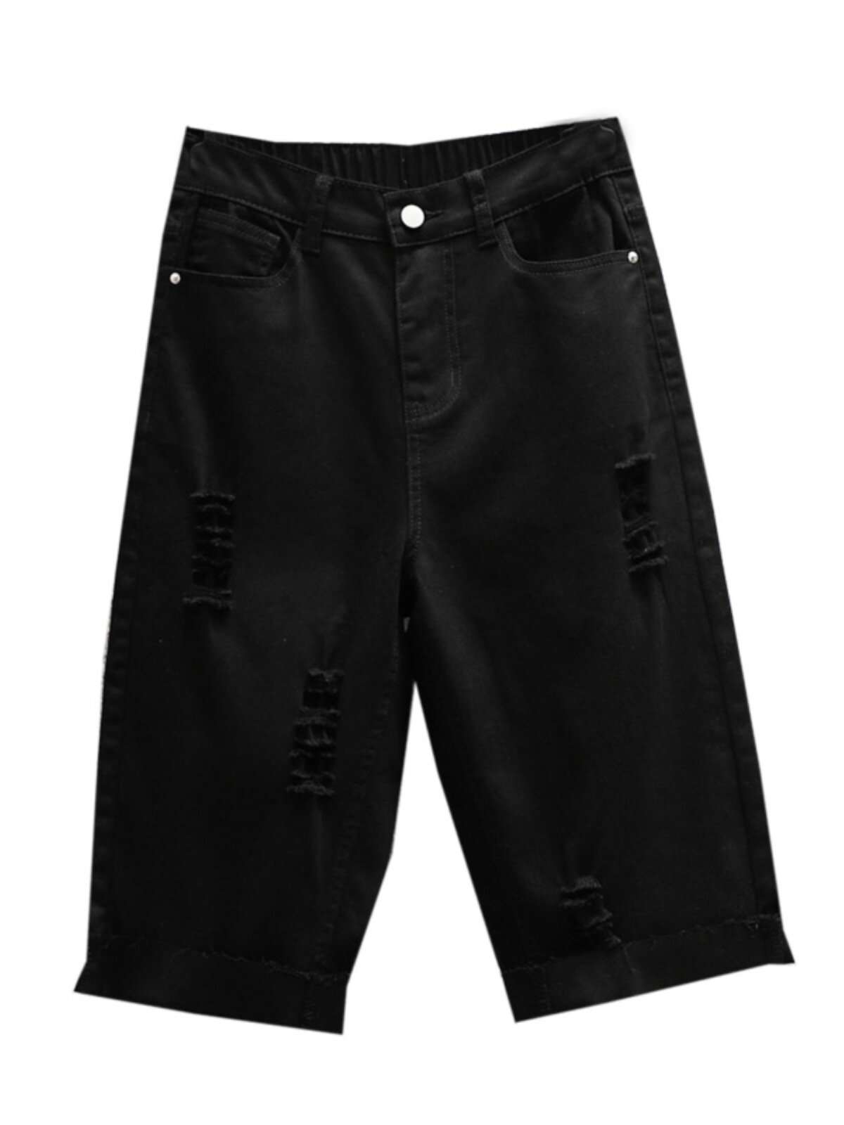 BRAND CABINET WITHDRAWAL PLUS SIZE WOMENS SUMMER DRESS THIN THIN STRETCH FIVE-POINT PANTS FAT MM RIPPED STRAIGHT DENIM SHORTS WOMEN