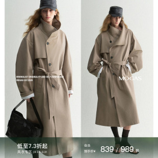 重工100纯棉环葆微光立领长短款 Mogas蜡质琥珀 风衣外套 现货