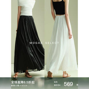 软黄金 Mogas南法假日裙 纯苎麻大摆伞裙空气半裙女夏 现货