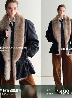 Mogas90白鹅绒羽绒服毛领外套女