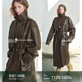 Mogas智感战袍 立领风衣外套女 重工100纯棉立体微皱油蜡感长短款