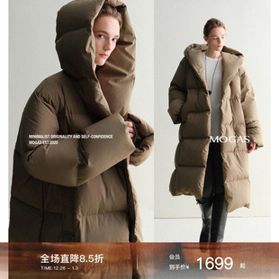 羽绒面包服女冬 进口95波兰白鸭绒时髦连帽长款 Mogas行走 羽绒被