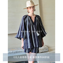 现货 重工苎麻灯笼喇叭袖 Mogas假日套装 女夏 刺绣衬衫 花边短裤