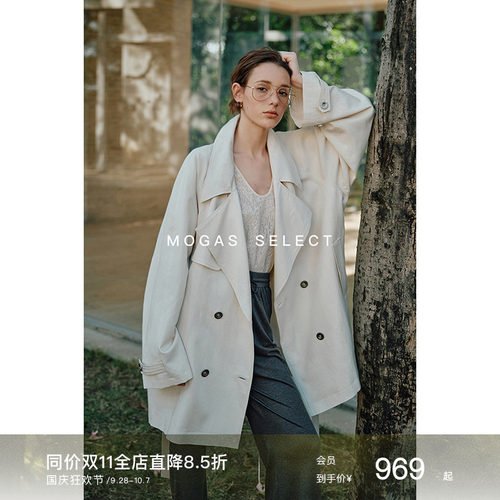 Mogas莱赛尔系带中长款风衣
