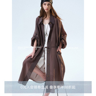 長(zhǎng)風(fēng)衣外套女夏季 Mogas重磅醋酸混紡2waysROW風(fēng)微透系帶連衣裙式