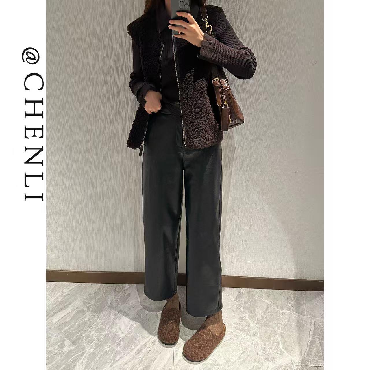 590#2025秋季【黑爵裤】高腰时尚显瘦皮裤九分裤休闲裤女