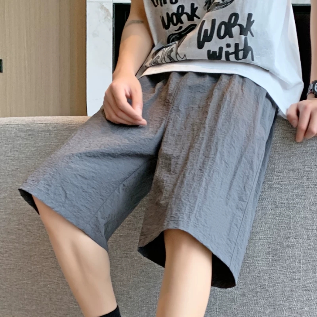 棉麻短裤男宽松休闲五分运动裤子