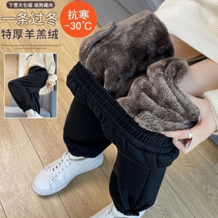 加绒加厚羊羔绒裤 保暖灯芯绒长裤 子男士 束脚卫裤 宽松休闲裤 秋冬款