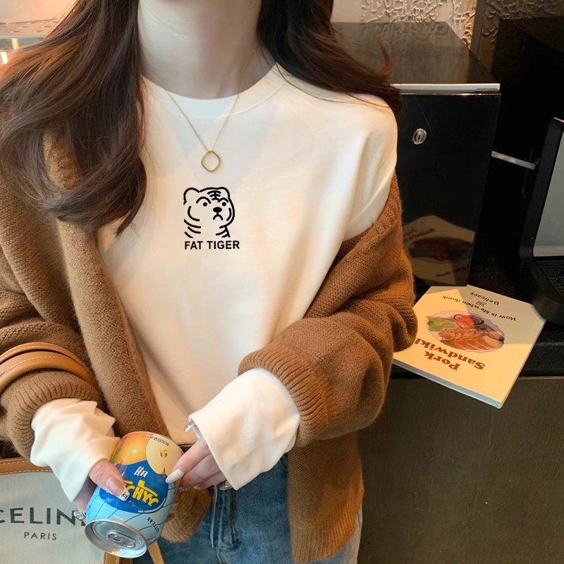 白色内搭纯棉长袖t恤上衣女新款