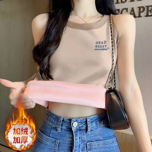 加绒加厚保暖背心女2023新款秋冬