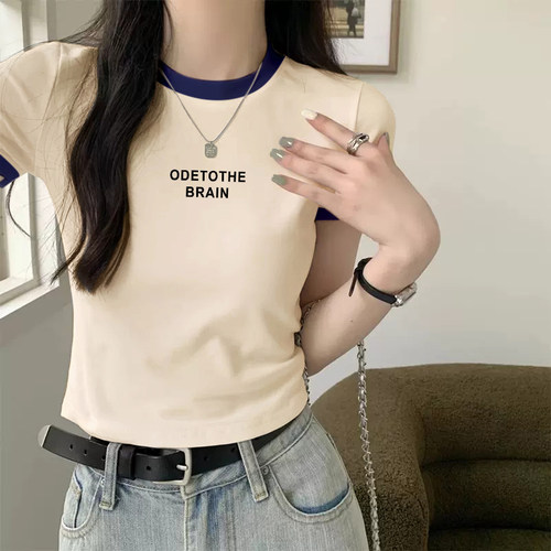 独特别致小个子短款洋气卡腰上衣正肩短袖t恤女2026夏季新款小衫