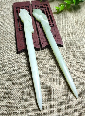 供应仿古做旧岫玉发簪凤头簪子头饰盘头玉簪发钗古装头饰批发