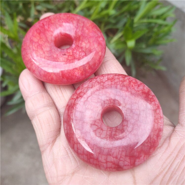供应岫玉工艺品圆环扣吊坠鸡血玉车挂腰挂玉石批发