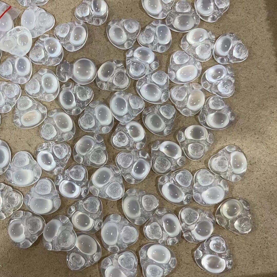 白玉髓高冰马料起荧光 玉髓福豆 佛公吊坠 纯手工雕刻件玉叶
