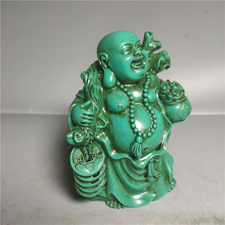 批发古玩仿古工艺品树脂仿绿松石布袋佛 摆件家居装饰批发