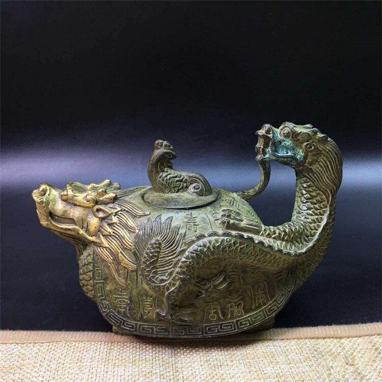 供应仿古龙龟虎仿古铜器铜长寿龙龟铜壶Juin胡摆件龙头壶