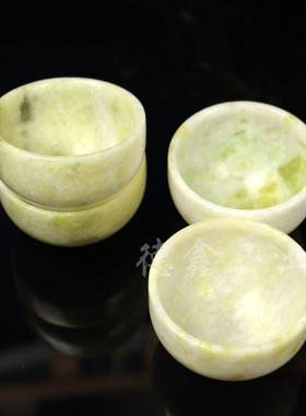 天然玉石小茶碗蓝田玉小酒杯贵州翠功夫茶杯十元模式玉器展会地摊