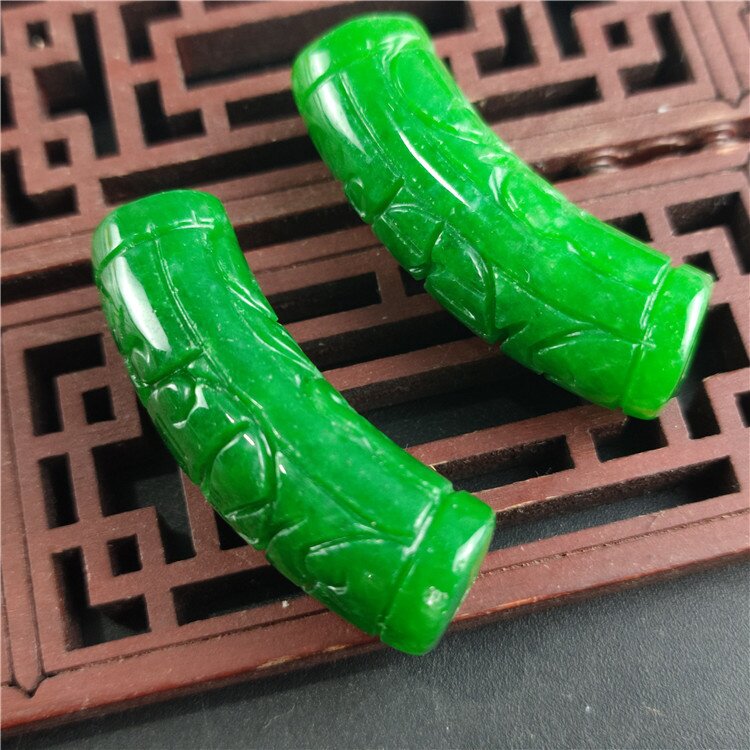 缅甸翡翠优化干青铁龙生雕刻弯管粗孔毛衣链手链项链DIY配饰