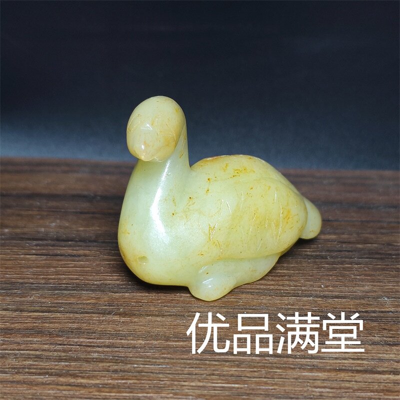 供应古玩杂项仿古工艺品老玉小鸭子吊坠玉佩明清老岫玉鸳鸯吊坠挂