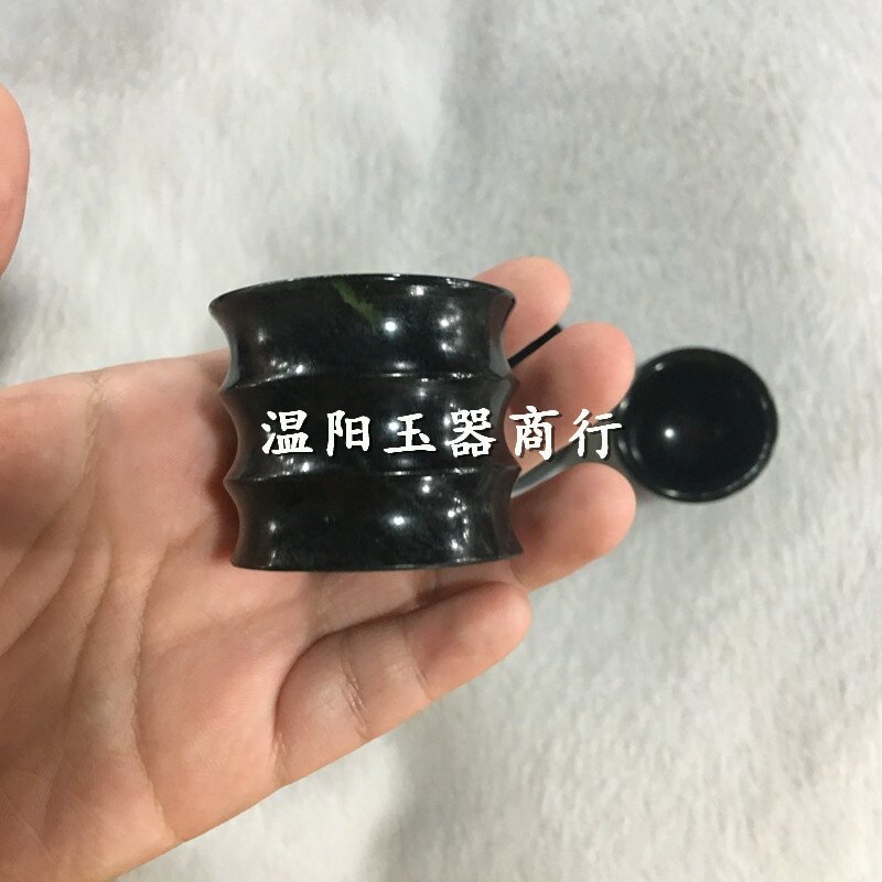 天然墨绿玉碗带磁性茶碗药石玉茶具玉石功夫茶碗藏玉碗玉器